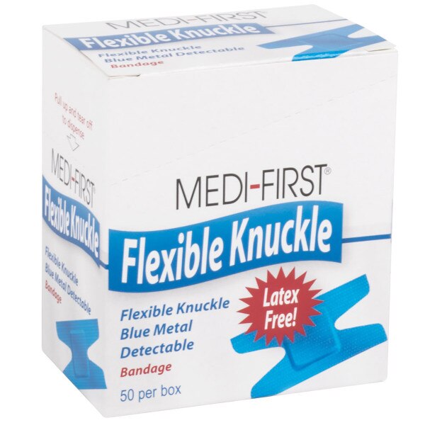 Metal Detectable Fabric Band Aid Knuckle, Blue 50/box P002